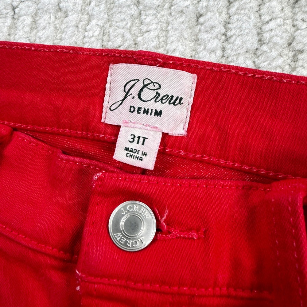 J Crew 10" High Rise Toothpick Jeans Womens 31T Red Skinny Stretch AF790 Preppy - Picture 7 of 13